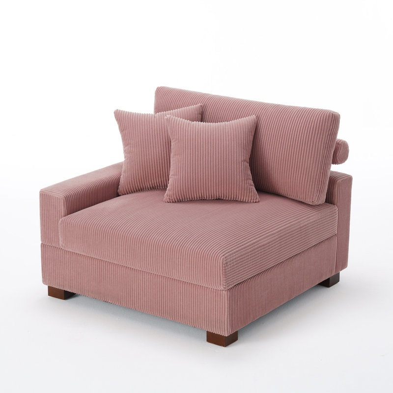 Milbrey Armchair with Cushioned Back, Pink, Corduroy