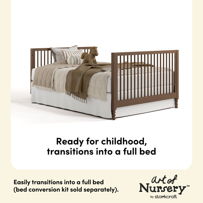 Rio 5-in-1 Convertible Crib with Toddler Guardrail, Hazelnut