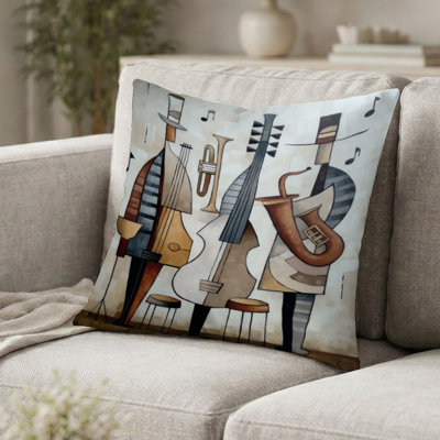 Coussin décoratif abstrait "Jazz Band In New York" - Coussin décoratif imprimé Jazz