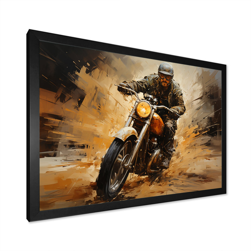 " Speedy Motorcycle Blur ", 24" H x 32" W x 1" D, Black Single Picture Framed