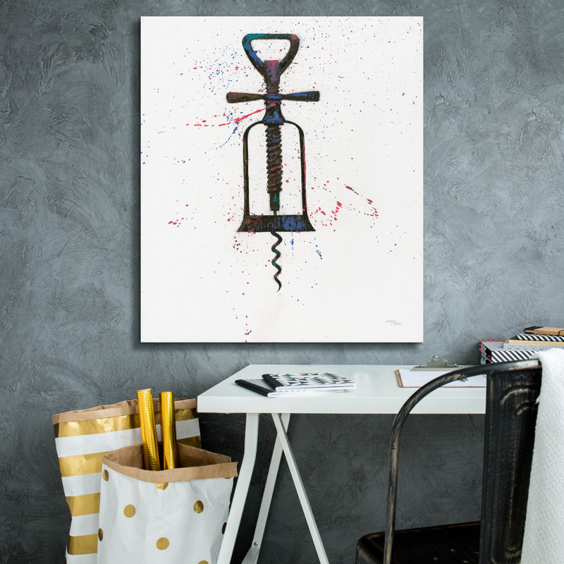 «Wine Splash Corkscrew 2» par Wellington Studio, art mural sur toile, 26 po x 30 po, H 30 po x l 26 po x P 1,5 po