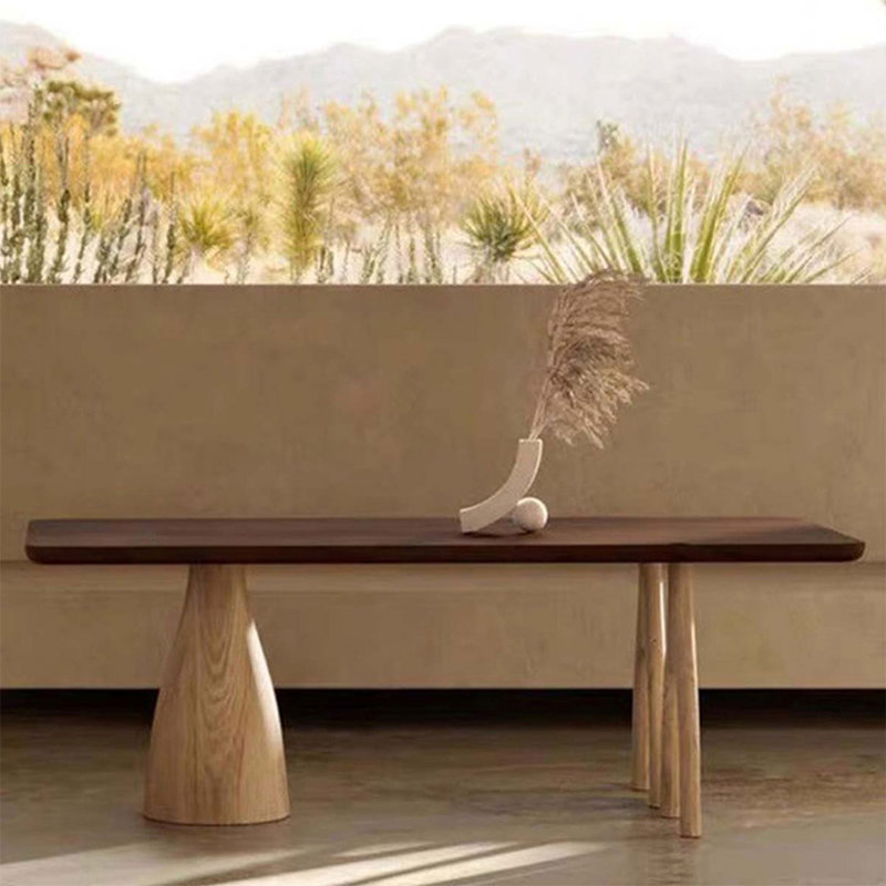 Table de salle à manger rectangulaire en bois massif noyer, H 29,53 po x L 62,99 po x l 27,56 po