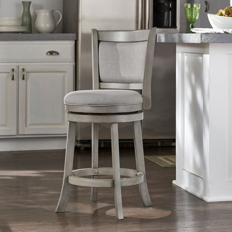 Tabouret pivotant Leda, Gris, Tabouret de bar (siège d'une hauteur de 29,94 po), Gris antique