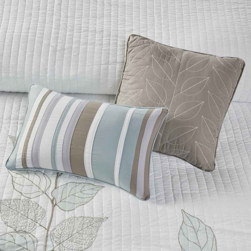 Organic Blue Microfiber Reversible King Quilt Set