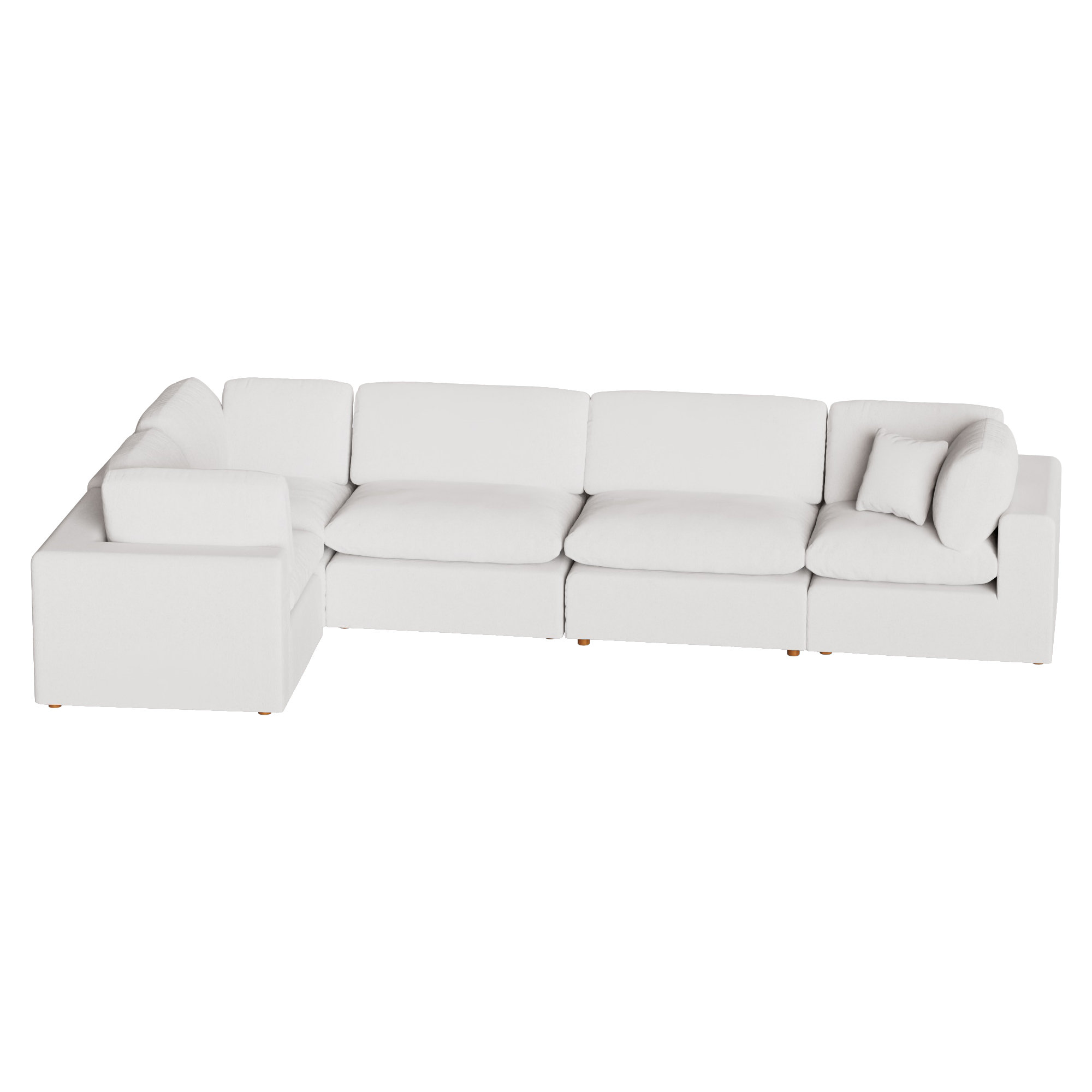 Jossa 5-Piece Modular Upholstered Sectional, White