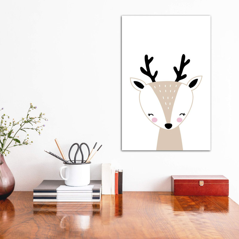 «Deer Beige», reproduction d'impression, H 48 po x l 32 po x P 1,5 po, Toile tendue, Pas de tapis