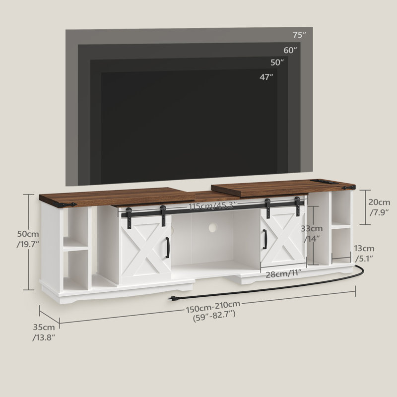 Extendable Tv Stand 3-in-1 Entertainment Center With Power Outlet