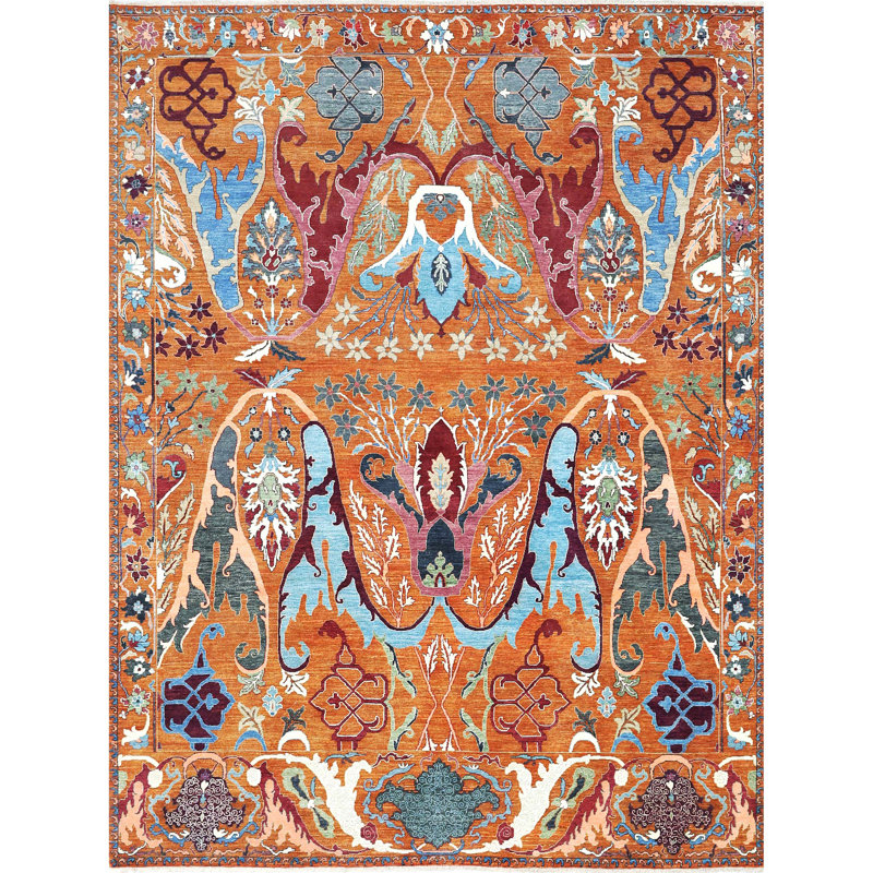 Tapis rouille de haute qualité noué à la main, Rectangle 5' x 8'