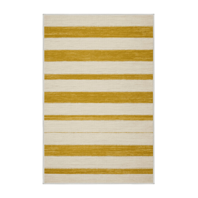 Tapis beige à rayures horizontales lavable à la machine, Tapis de couloir 2 pi x 4 pi
