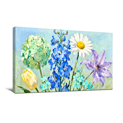 Plantes et fleurs, reproduction d'art sur toile avec fleurs colorées