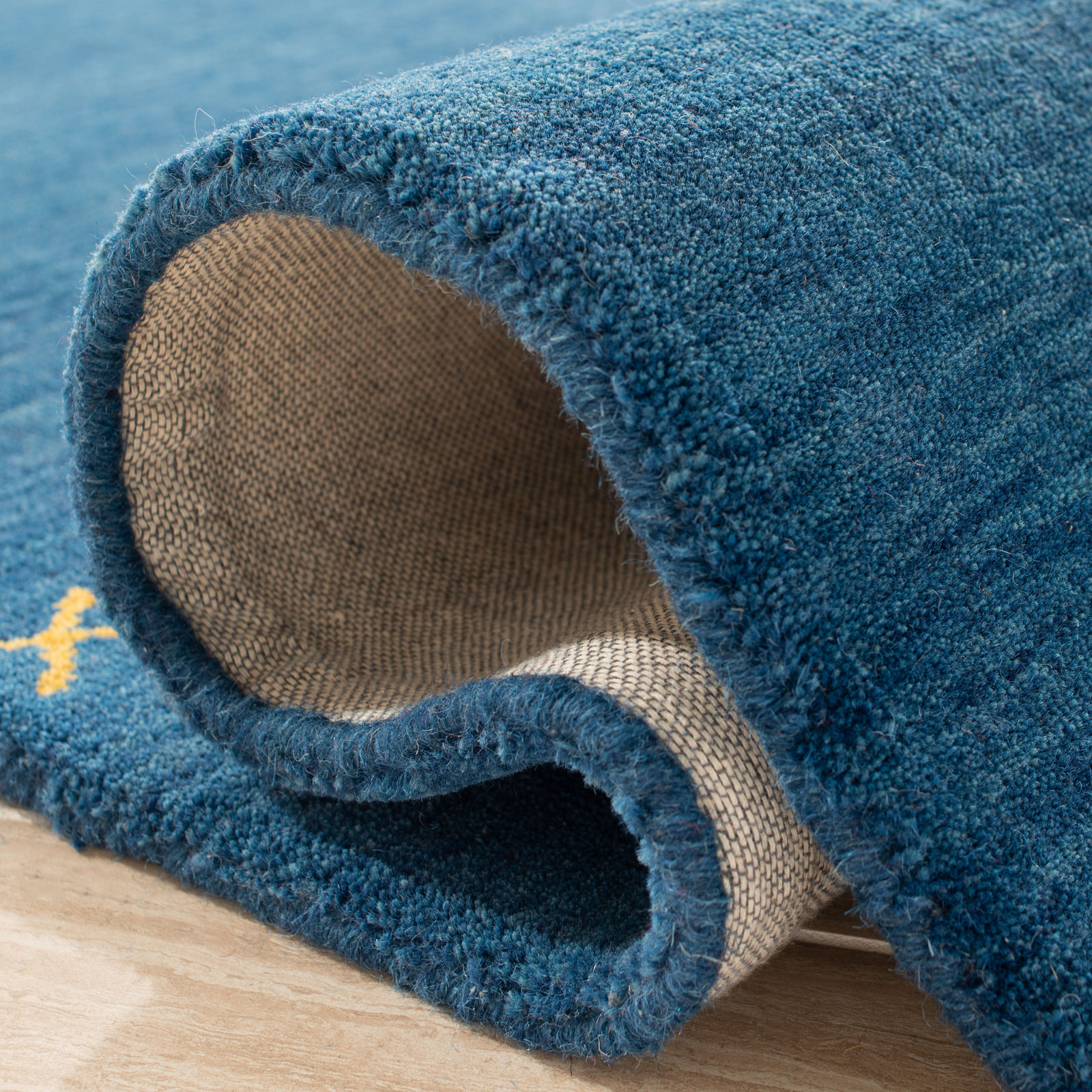 Danette Blue Southwestern Hand-Loomed Wool Rug, Square 4'