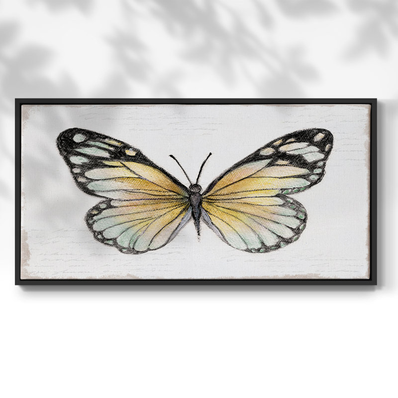«Vintage Flutter II», toile tendue avec châssis encadré, prête à être accrochée, Noir, H 21 po x l 41 po