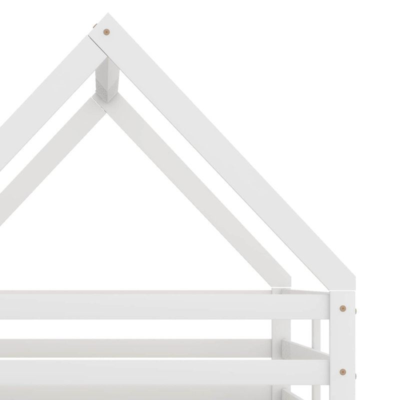Phenix Kids Twin over Twin Low House Bunk Bed with Ladder, White