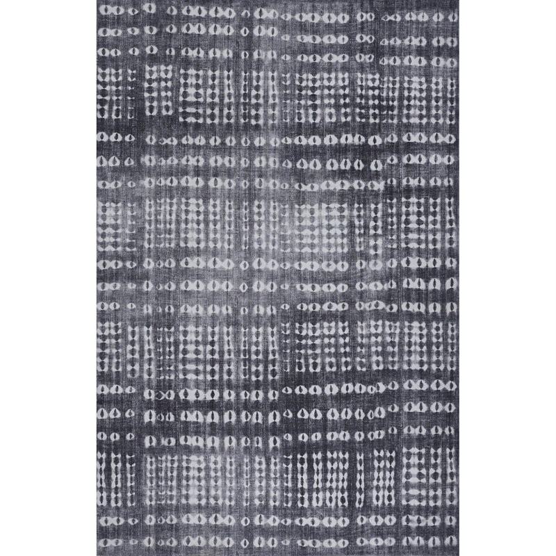 Charcoal Flat Woven Synthetic Area Rug 5' x 7'