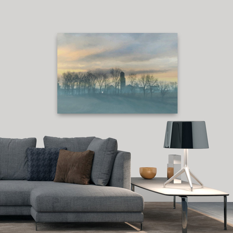 Paysage de campagne contemporain abstrait Richland, H 32 po x l 48 po