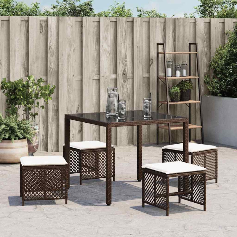 Outdoor Ottoman, Cream White, Brown
