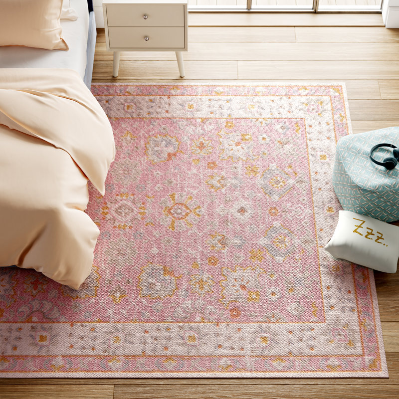Guerin Oriental Pink Wool & Nylon Area Rug | Viv + Rae™