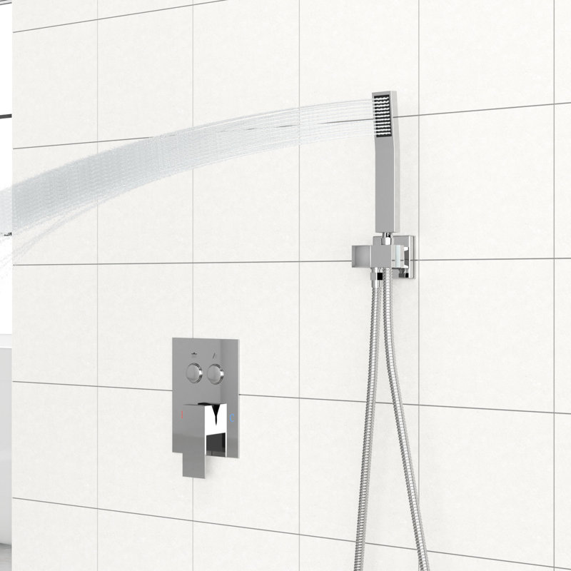 Rainfall Shower With 10 Inch Square Dual Head Wall Mounted System -