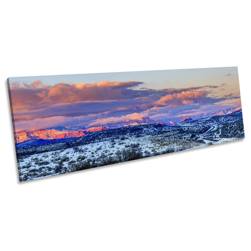 Red Rocks Sunset Landscape - Wrapped Canvas Panoramic Art Prints, 30.48cm H x 91.44cm W