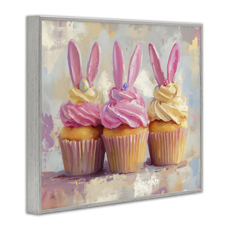 Pastel Bunny Ear Cupcakes gris, estampe numérique, design par Franklyn Gregory, H 16 po x l 20 po