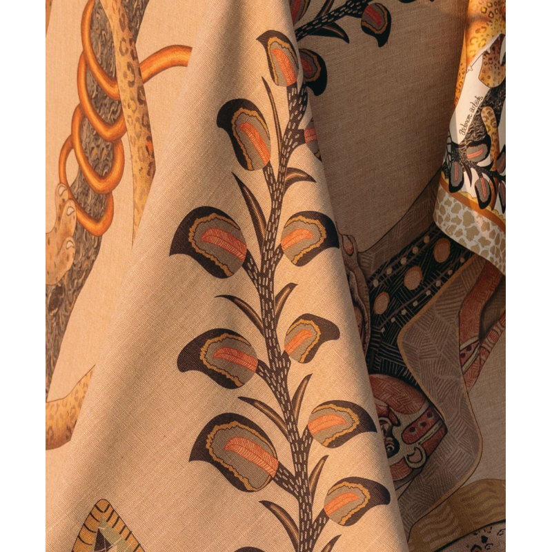 Monkey Tales Tablecloth - Linen, 138" L, Stone