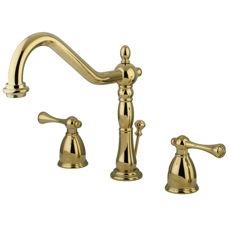 Elizabeth Widespread Bathroom Faucet with Drain Assembly, Polished Brass