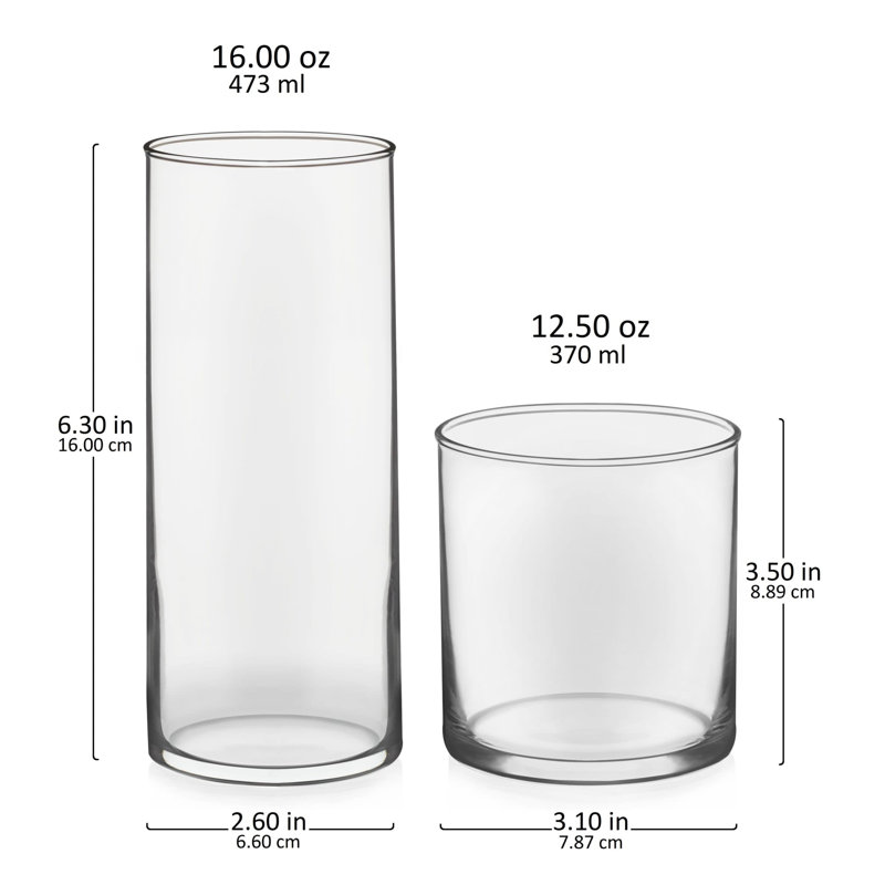 Libbey Miles 16-Piece Clear Glass Tumbler and Rocks Set