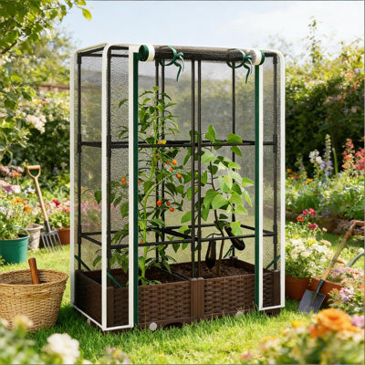 Jardinière multifonctionnelle avec treillis réglable, conception durable en PP pour les jardins contemporains