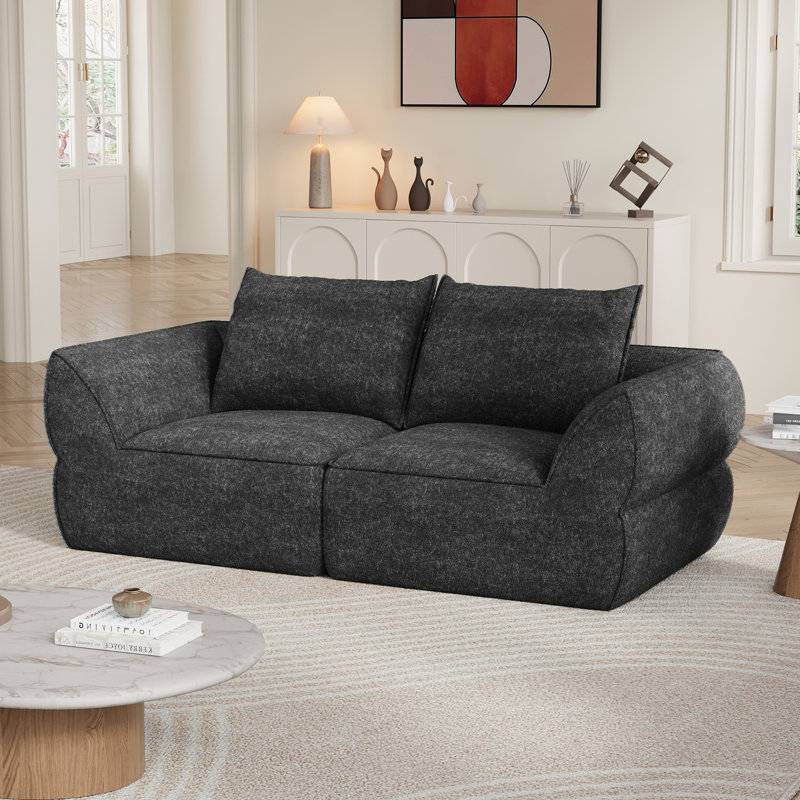 Canapé Boneless de 76,4 po en forme de nuage, canapé à assise profonde avec coussins, canapé moderne sans rembourrage confortable, 1 pièce pour salon, chambre à coucher, appartement, housse amovible, sans assemblage requis, graphite