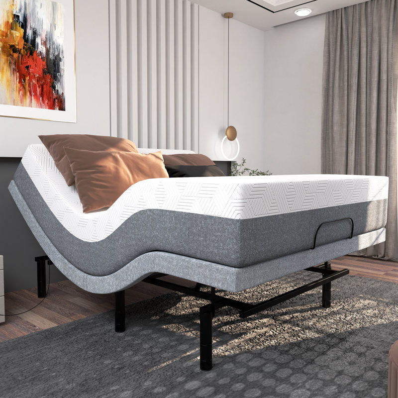 Massapequa Twin XL Massaging Adjustable Bed with Remote 12 Inch Memory Mattress Included