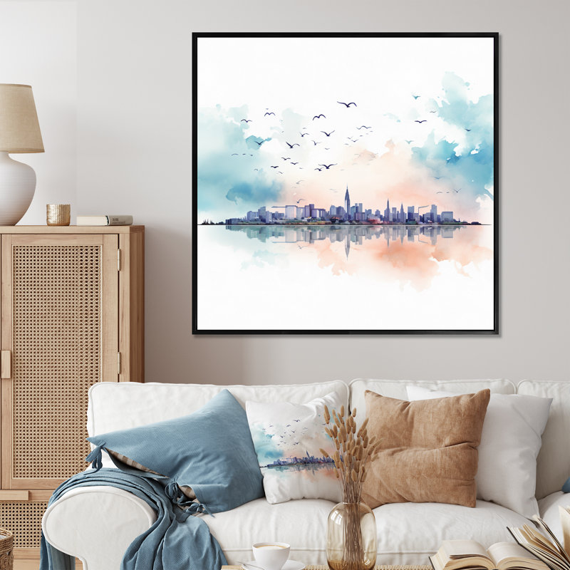 Charleston Skyline - Cityscapes Wall Decor, Cadre flottant noir, H 30 po x l 30 po x P 1 po