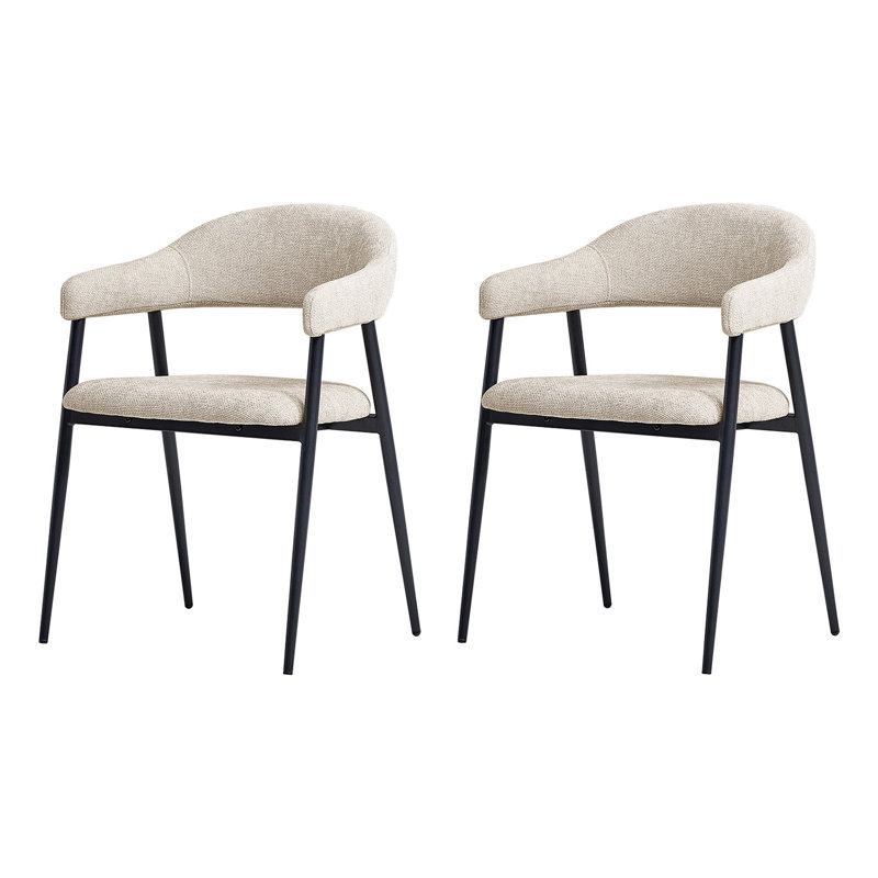  Remedios Modern Dinning Chair With Metal Legs (Set of 2), Tan