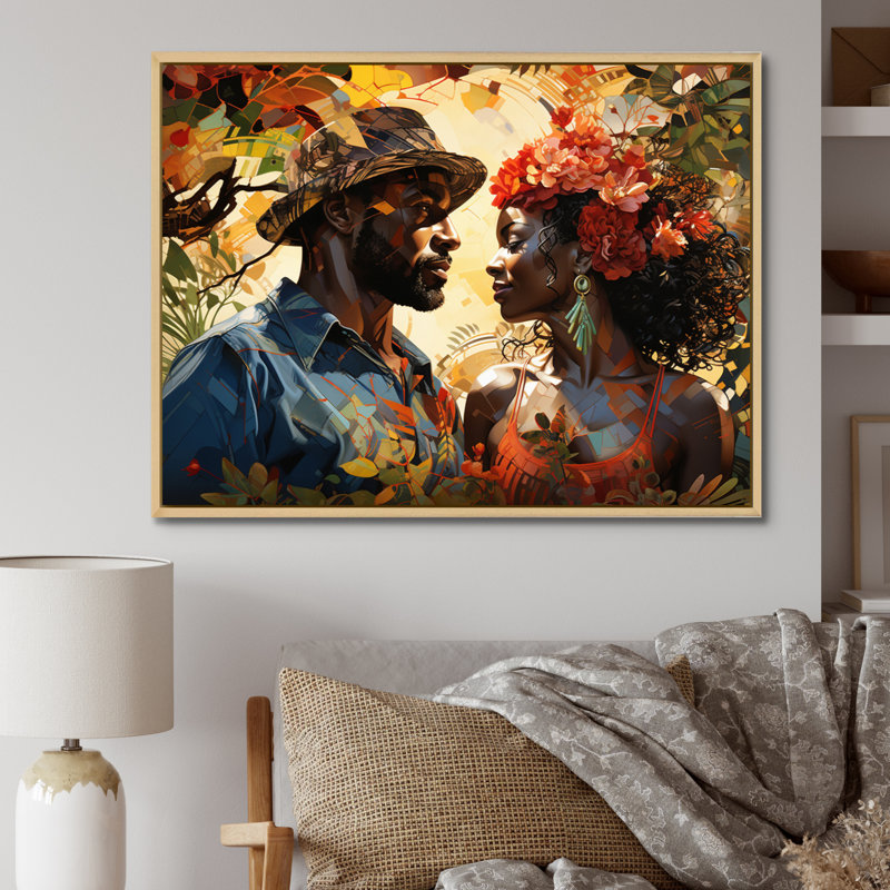 African Couple Resilient I On Canvas Print, 30" H x 40" W x 1.5" D, Maple Floater Framed