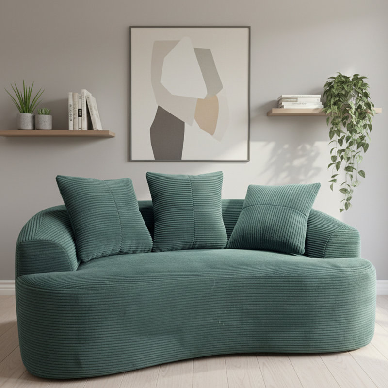 Courbé foncé 67,24 po, coussins à ressorts ensachés, 3 coussins décoratifs, aucun assemblage, récupération rapide de la forme, extension rapide pour les petits espaces