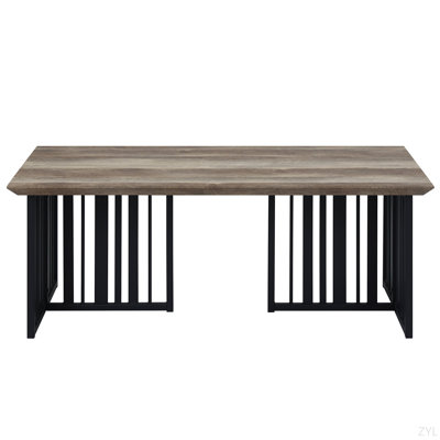 Table basse en chêne antique et finition noire