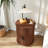 Set Of 2 Mid Century Modern Cylinder End Tables With Built-In Charging Station, Sliding Door, 2-Tier Storage, And USB Ports, Walnut Finish