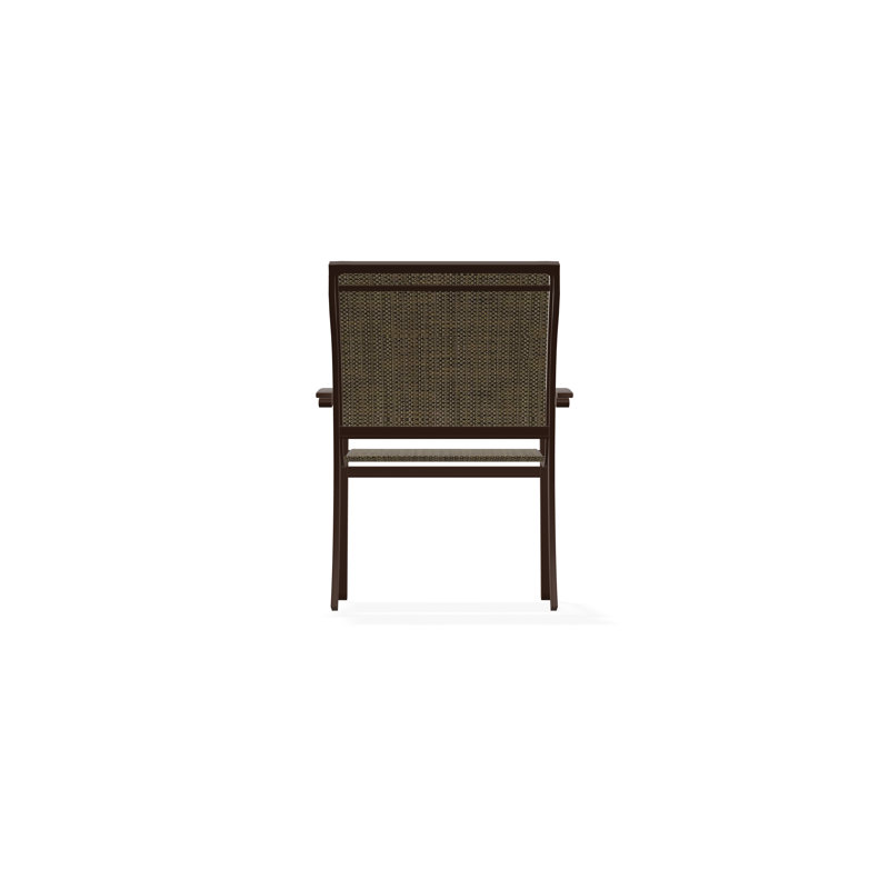 Bazza Sling Aluminum Frame Dining Height Stacking Café Chair with Marine Grade Polymer Arm Accent, Kona