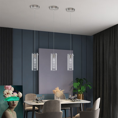 Luminaire suspendu en cristal 3 lumières à DEL