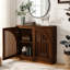 Buffet Mid-Century moderne cannelé avec 2 trous de sortie, rangement pour le salon et l'entrée-277811254