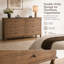 Commode de rangement double à 6 tiroirs avec glissières de tiroir à fermeture automatique, construction durable résistante à l'usure, poignées décoratives en métal, pieds de support solides et robustes