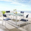Ensemble repas d'extérieur en aluminium avec 4 chaises empilables Raleigh-109903302