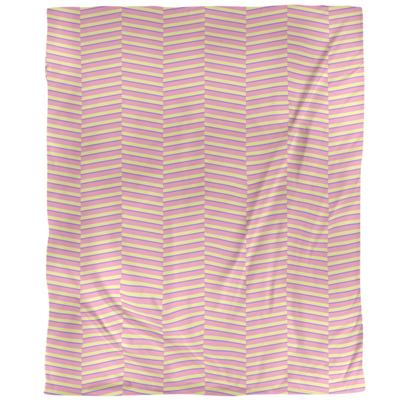 Housse de couette simple à rayures fracturées, Housse de couette pour grand lit, Rose-mauve / jaune, Polyester brossé