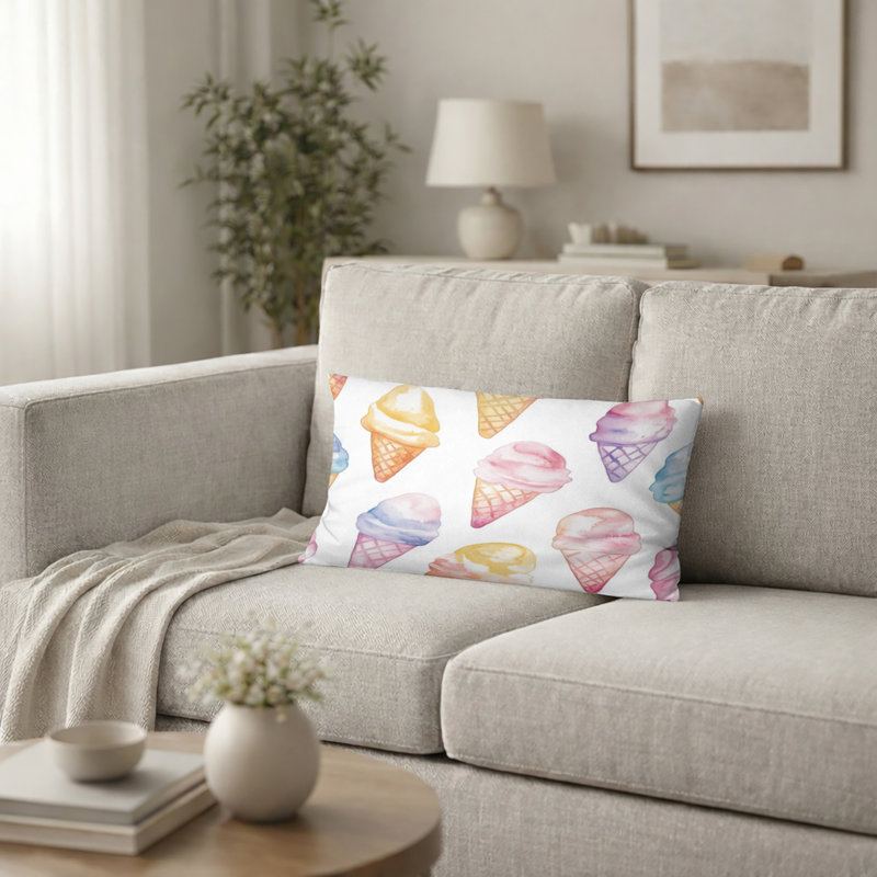 Coussin décoratif abstrait à motif de crème glacée pastel Boho, H 12 po x l 20 po