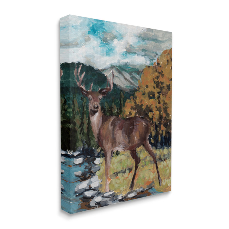 «Rustic Wildlife Deer» par Melissa Wang - peinture sur toile tendue, H 20 po x l 16 po x P 1,5 po