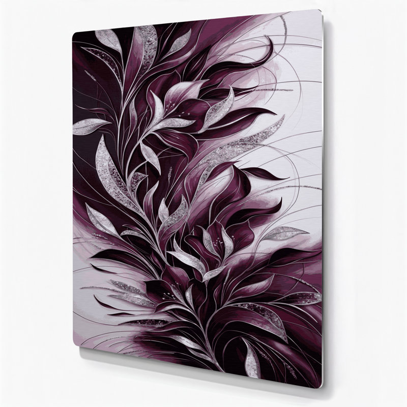 Abstrait floral 9, art mural en métal brun, H 8 po x l 10 po