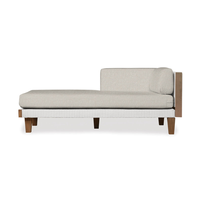 Catalina Outdoor Teak Chaise Lounge, White, Beach Navy