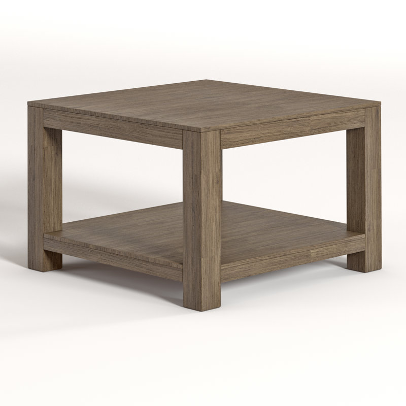 Ewalt Solid Wood Four Leg Coffee Table with Storage, Grey