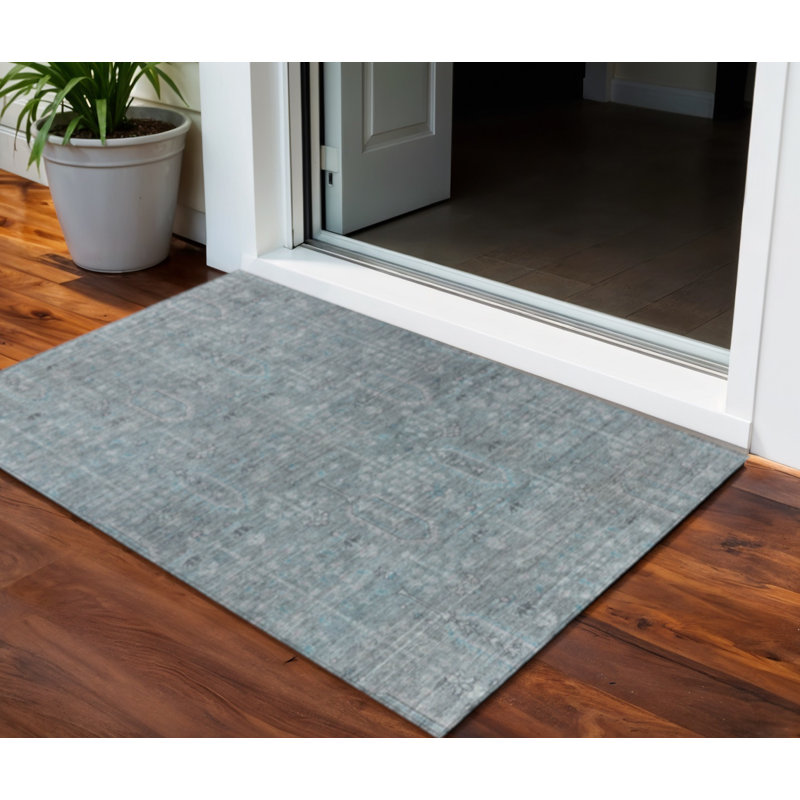 Tapis extérieur lavable bleu et gris 3 pi x 5 pi Southwestern