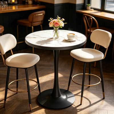 Round Marble Top Metal Base Dining Table