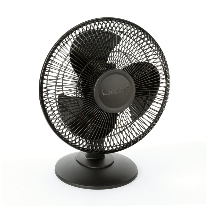 Lasko 12" Black Oscillating Desk Fan with 3 Speeds and Tilt Head